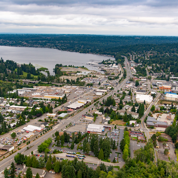 Overhead view of Kenmore Washington - Eastside Hardwoods Service Area